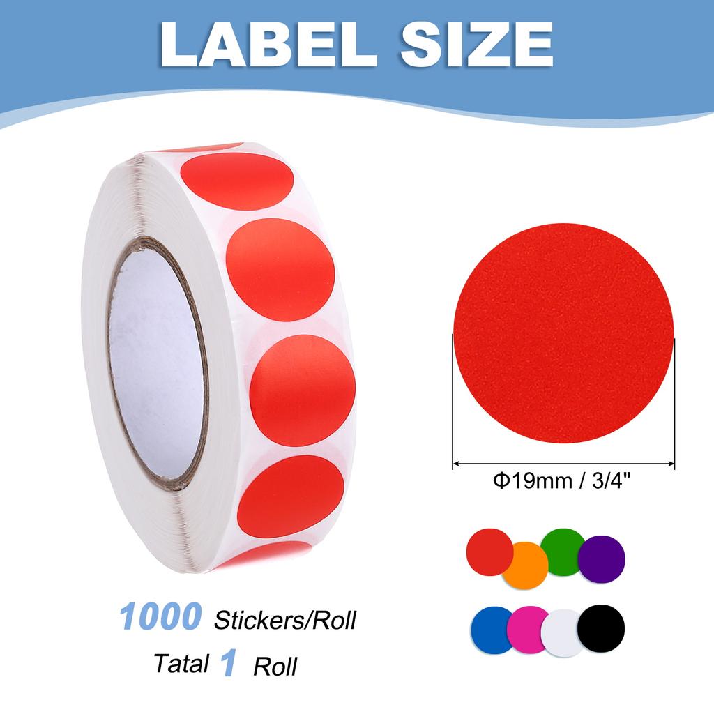 1000Pcs Colored Dot Stickers Color Coding Labels Blank Circle Stickers Adhesive Round Price Stickers for Office 12.7mm 19mm 25mm