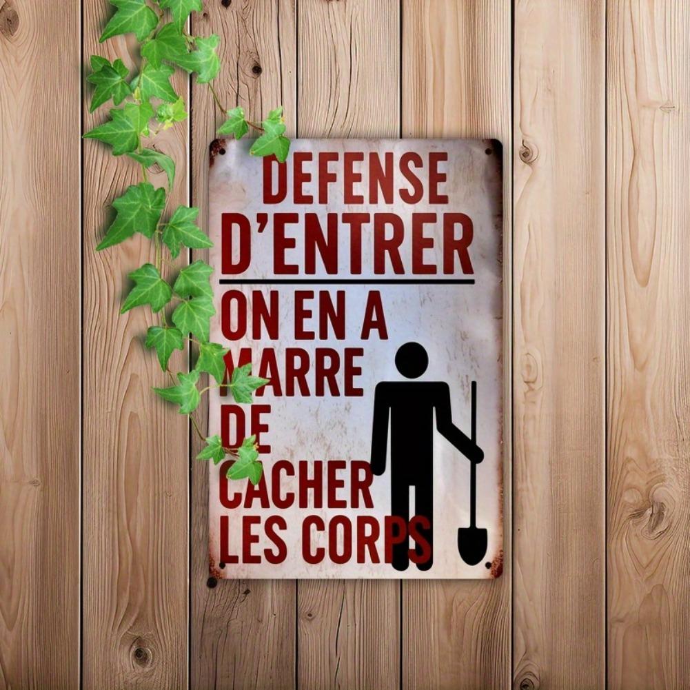 1pc 7.8x11.8 Inch 2D Flat French "Do Not Enter" Metal Wall Art - Humorous Vintage Iron Sign, Waterproof for Home/Garage/Kitchen