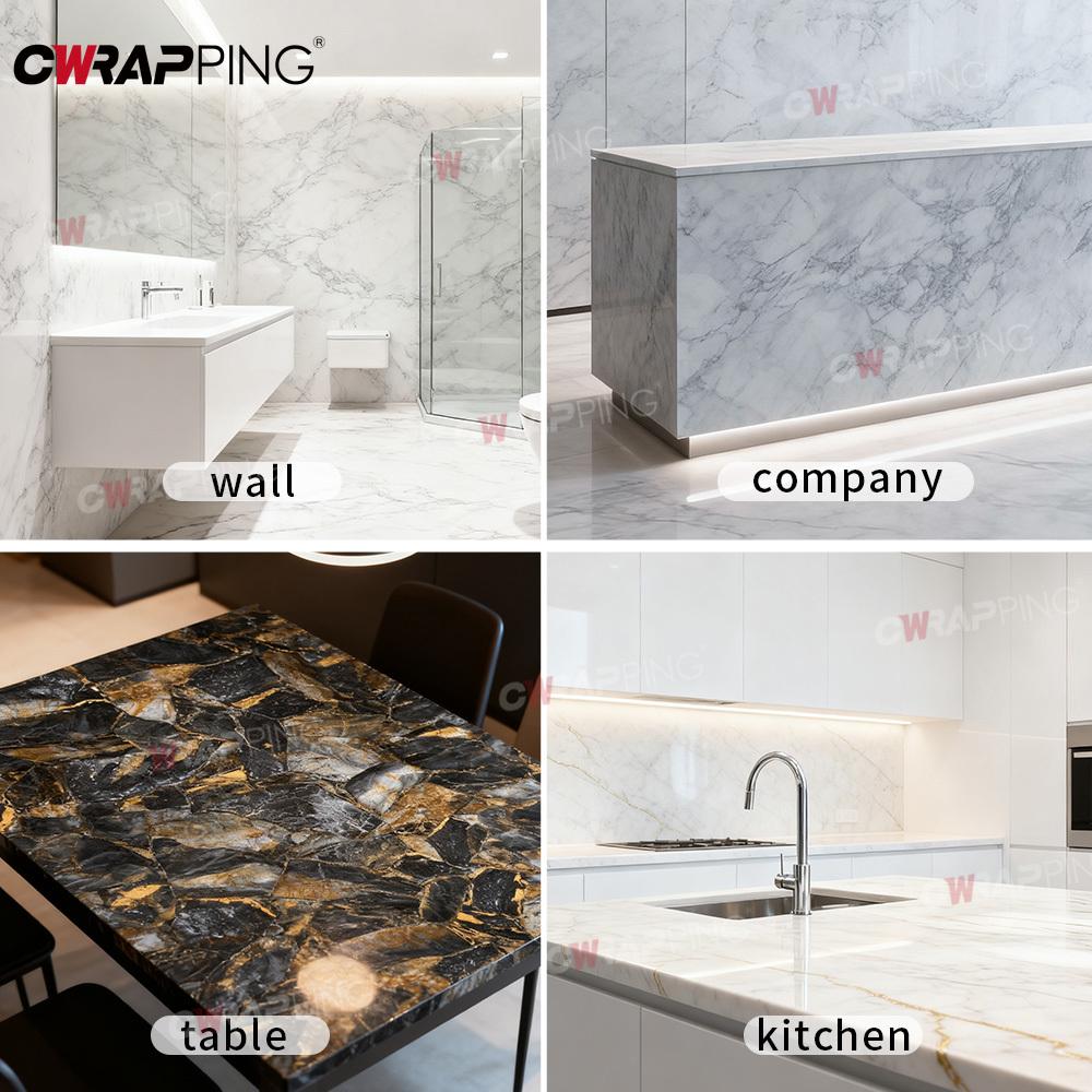 Self-Adhesiv Cabinet Renovation Tile Marble Stickers Waterproof Oil-Proof Films Stove Wallpaper for Kitchen Home DIY Accessories