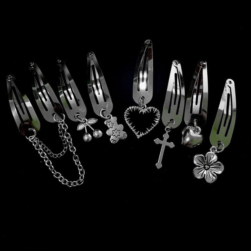 Chain Toy BB Clip Cherry Water Drop Clip Cool Cross Barrette Korean Style Hairpin Women Hair Accessories Punk Hair Clip