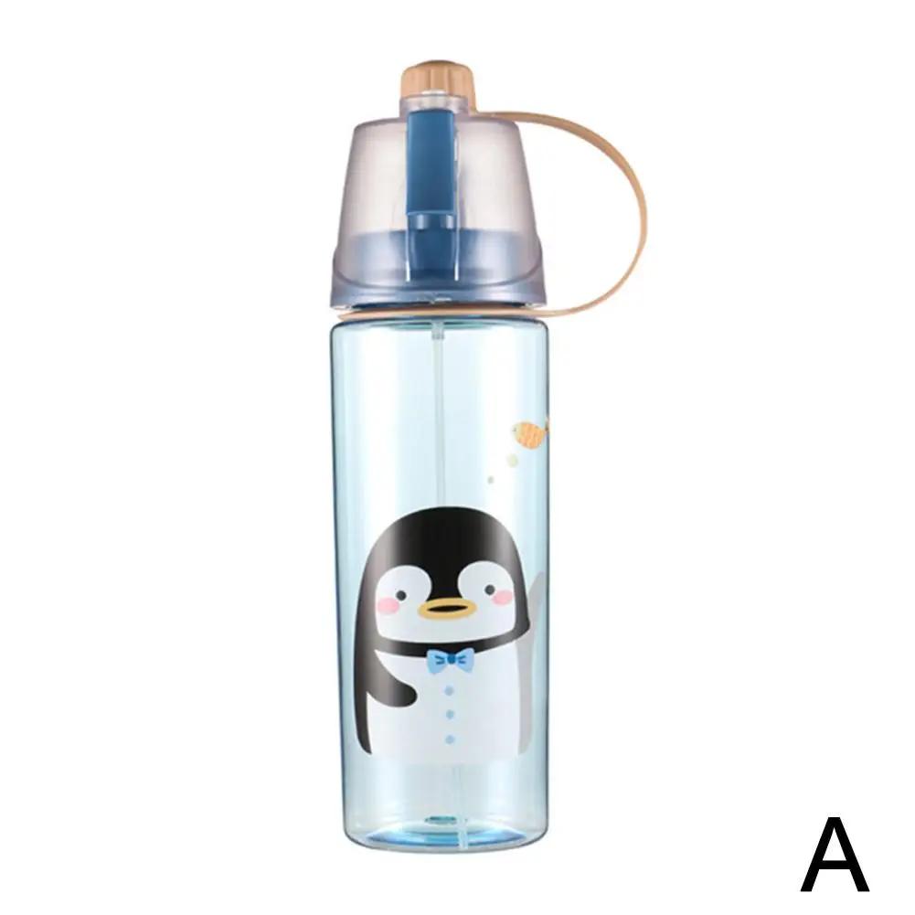 Drinking Cup Large Capacity Portable Cartoon Cool Down Moist Outdoor 600ML Cup Keep Mist Water Water Spray Bottle Supply C0C8