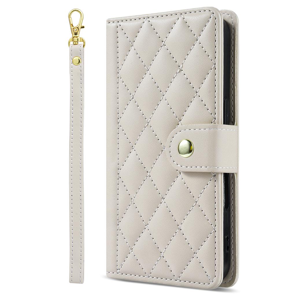 Applicable To iPhone17 Mobile Phone Leather Case, Samsung S26 Xiaoxiangfeng Rhombus Card Wallet Protective Case A17