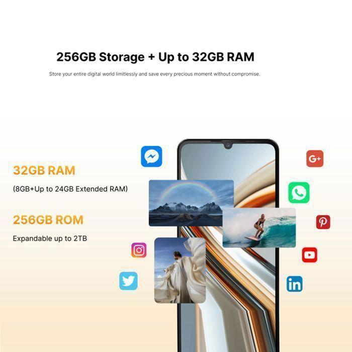 Smartphone 5G Ainuevo Neo S25 Pro 32+256GB 6.75" 5280mAh Günstiges Smartphone Android 15 64MP Handy Dural SIM/NFC Schwarz