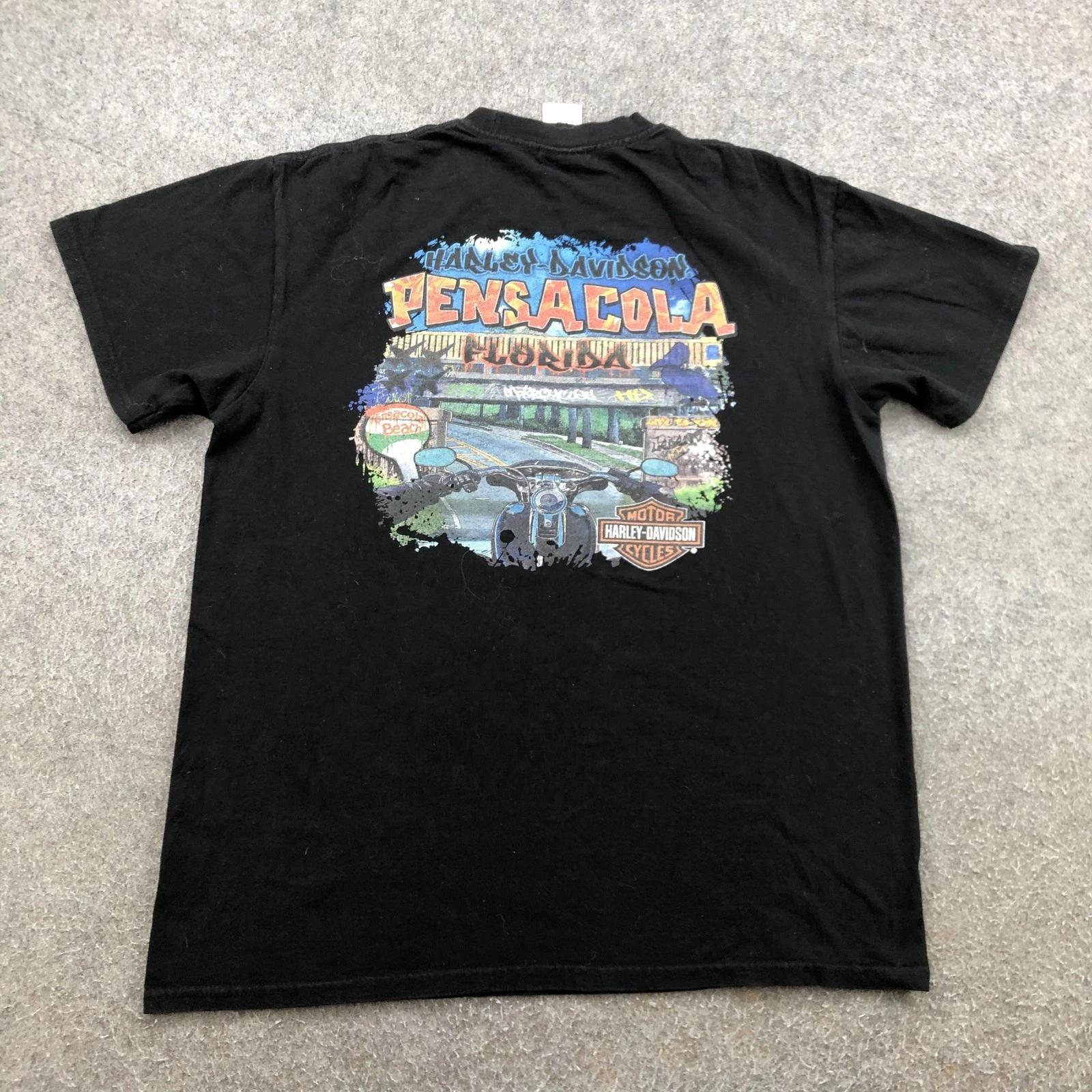 Harley-Davidson Shirt Mens Large Black 1903 Wings Pensacola Florida Graphic Tee L