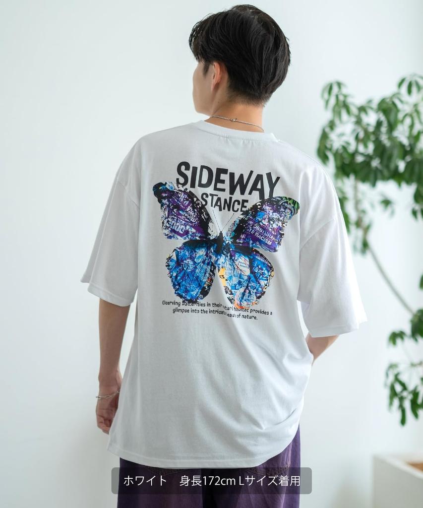 IMPROMES Casual SIDEWAYSTANCE Art Butterfly Short Sleeve T-Shirt, Men's, White