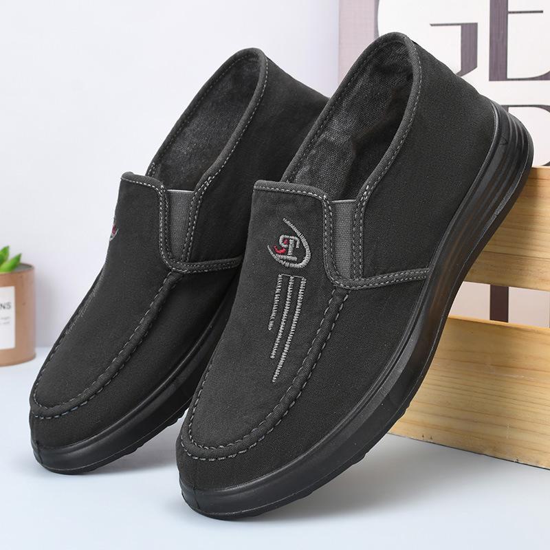 

Мужские дышащие парусиновые туфли без застежек, удобная мягкая подошва, идеально подходят для весны и осени 43 серый/глубокий