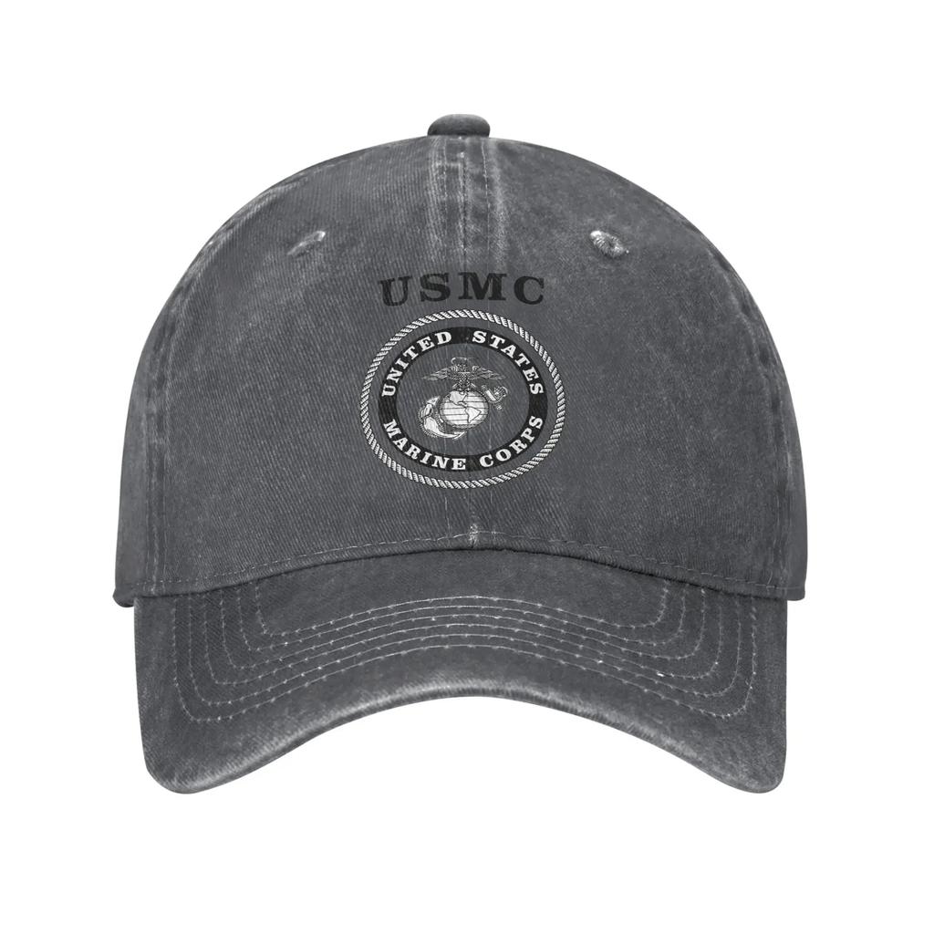 Militär US USMC Baseballkappen Lässig Used-Look Baumwolle Veteran Snapback Hut Unisex Outdoor Alle Jahreszeiten Reisen Weich