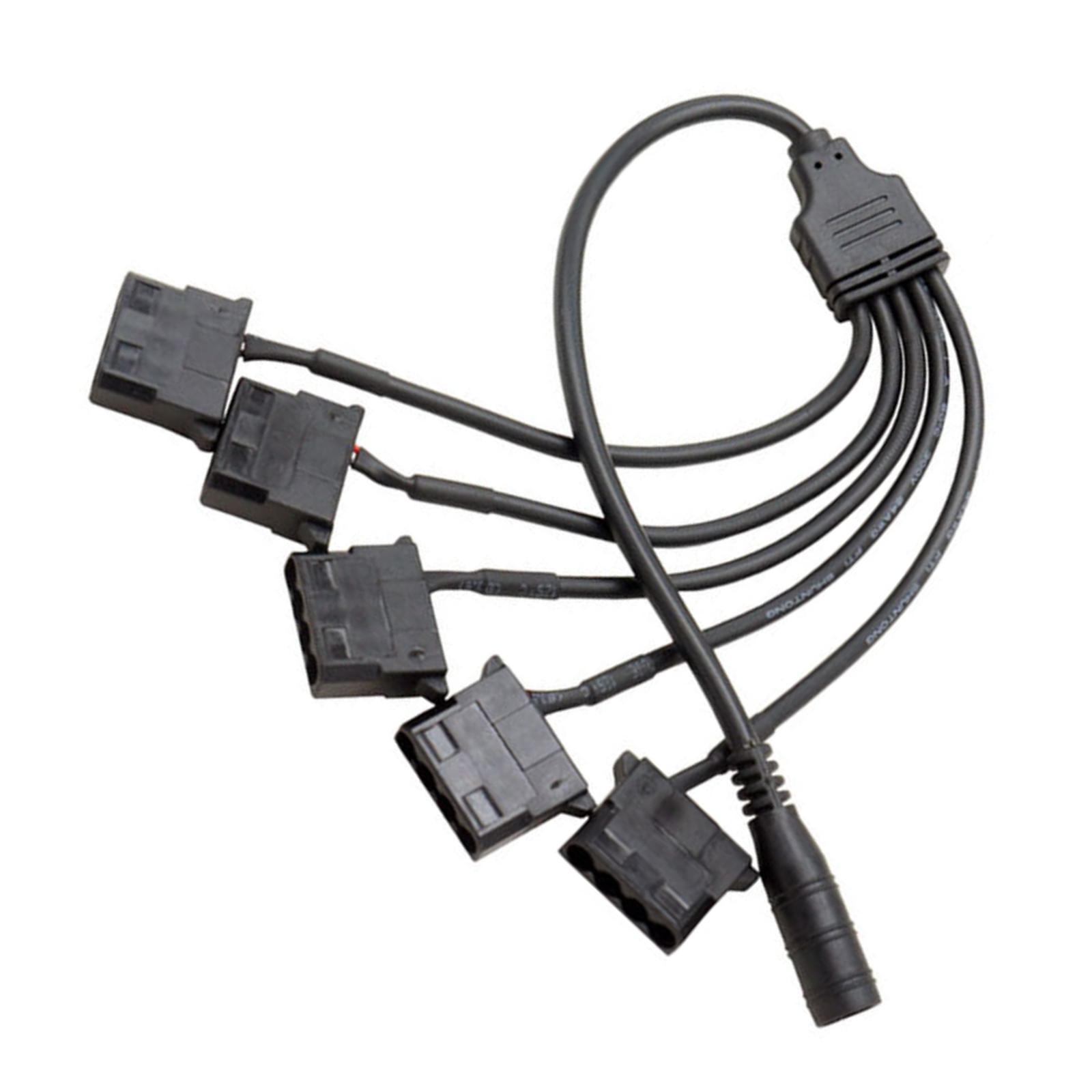 

DC 5.5x2.1mm Power Supply Plug to 5Pcs 4Pin PC Fan Power Adapter Cable Fan Splitter Cable Converts 1 To 5 Connector B