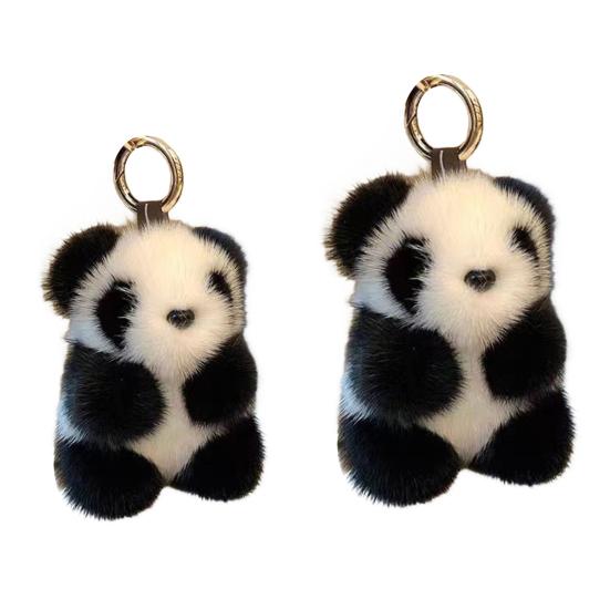 1/2Pcs Plush Panda Keychain Pendant Wallet Key Ring Car Key Holder Lightweight Soft Bag Pendant Panda Key Ring