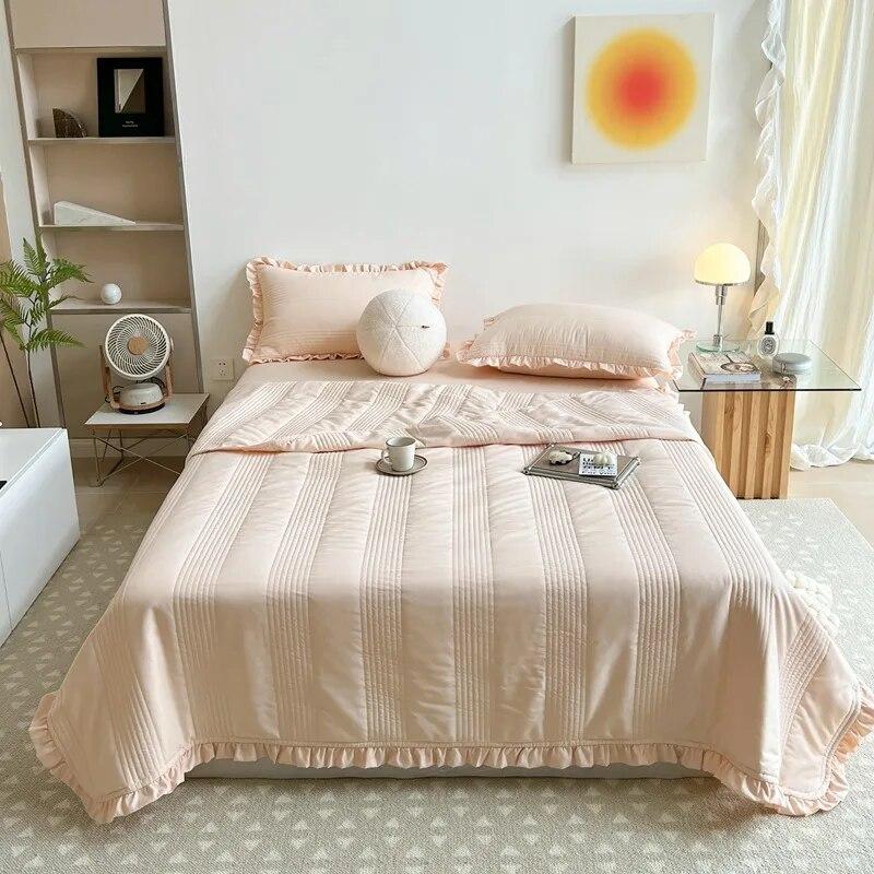 Washed yarn summer quilt four piece air conditioner quilt bed cover quilt blogger same style summer cool quilt summer thin quilt