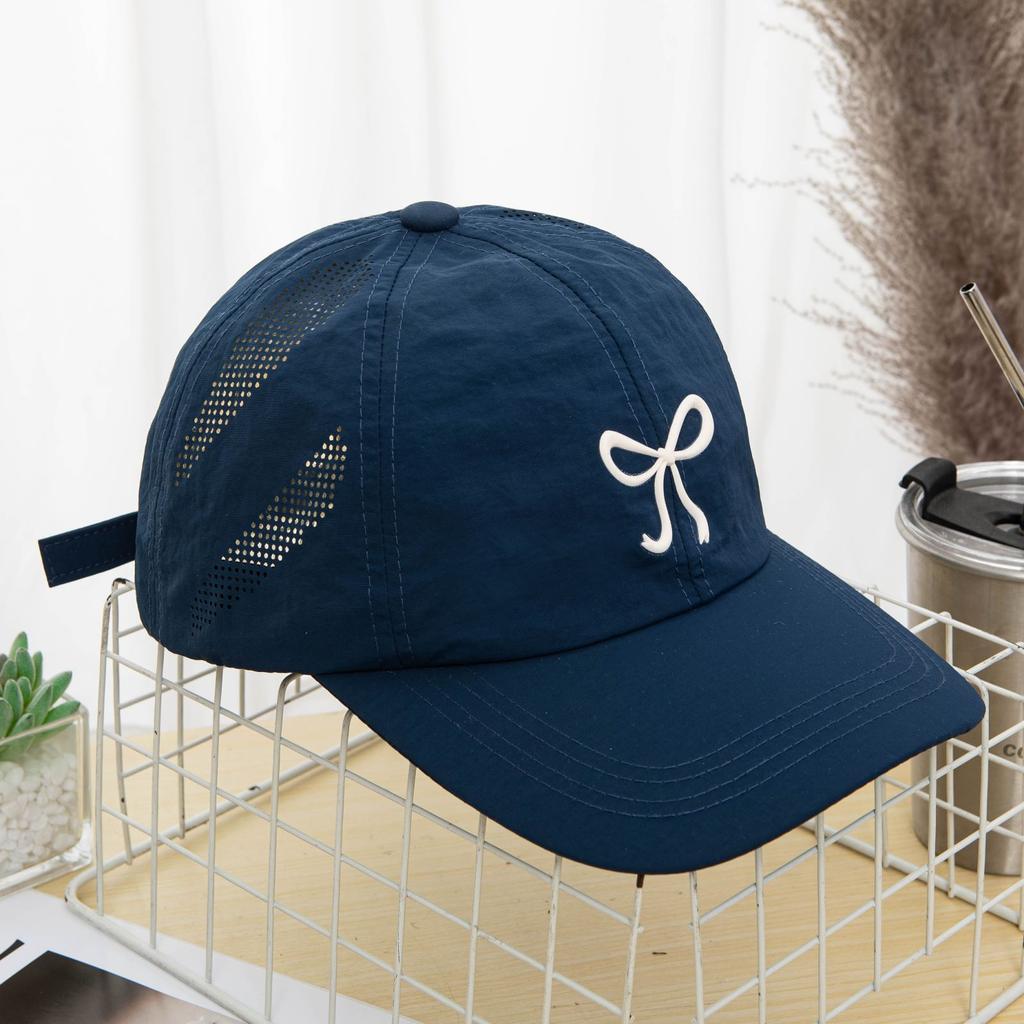 Summer Thin Bowknot Quick-Drying Baseball Cap for Women Sun-Poof Peaked Cap Leisure Students Sport Travel Sun Hat