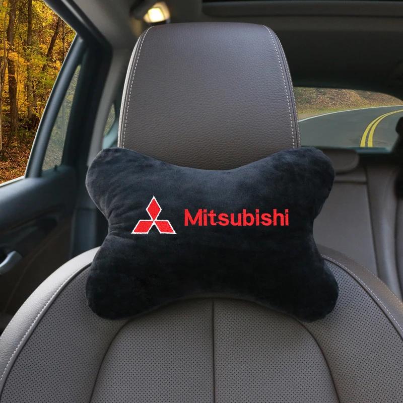 Autonekkussens Pak Hoofdsteun zacht Korte pluche Universeel Voor Mitsubishi Lancer Asx Outlander Pajero l200 Galant Autokussen