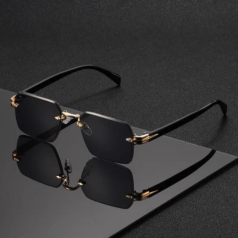 New Box Frameless Men's Sunglasses Metal Fashion Sunglasses Women's European and American UV Protection Advanced Sense