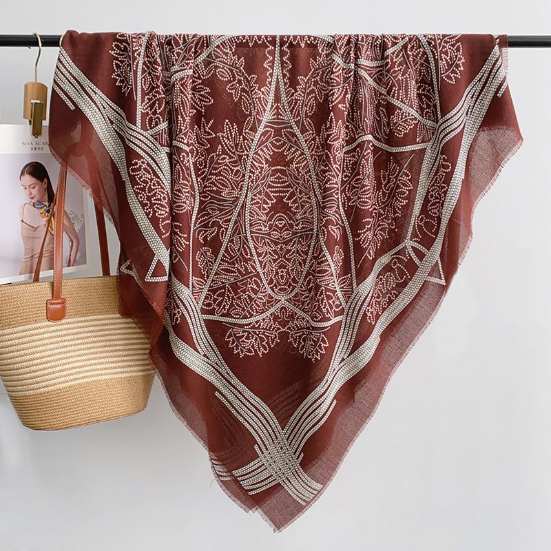 Retro niche beard removal large square scarf fashion style women's air-conditioned room shawl travel photography decorative scarf