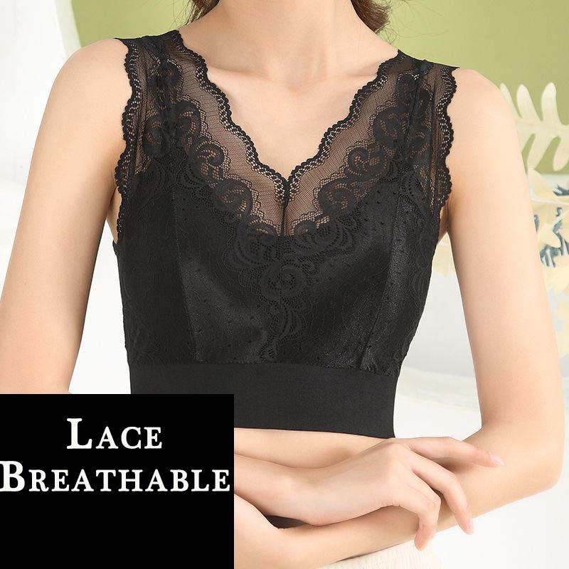 Sexy Lace Large Size Back Underwear for Women Without Steel Ring Gathered Anti-sagging Vest Bra Thin Breathable Simple Natural Bra