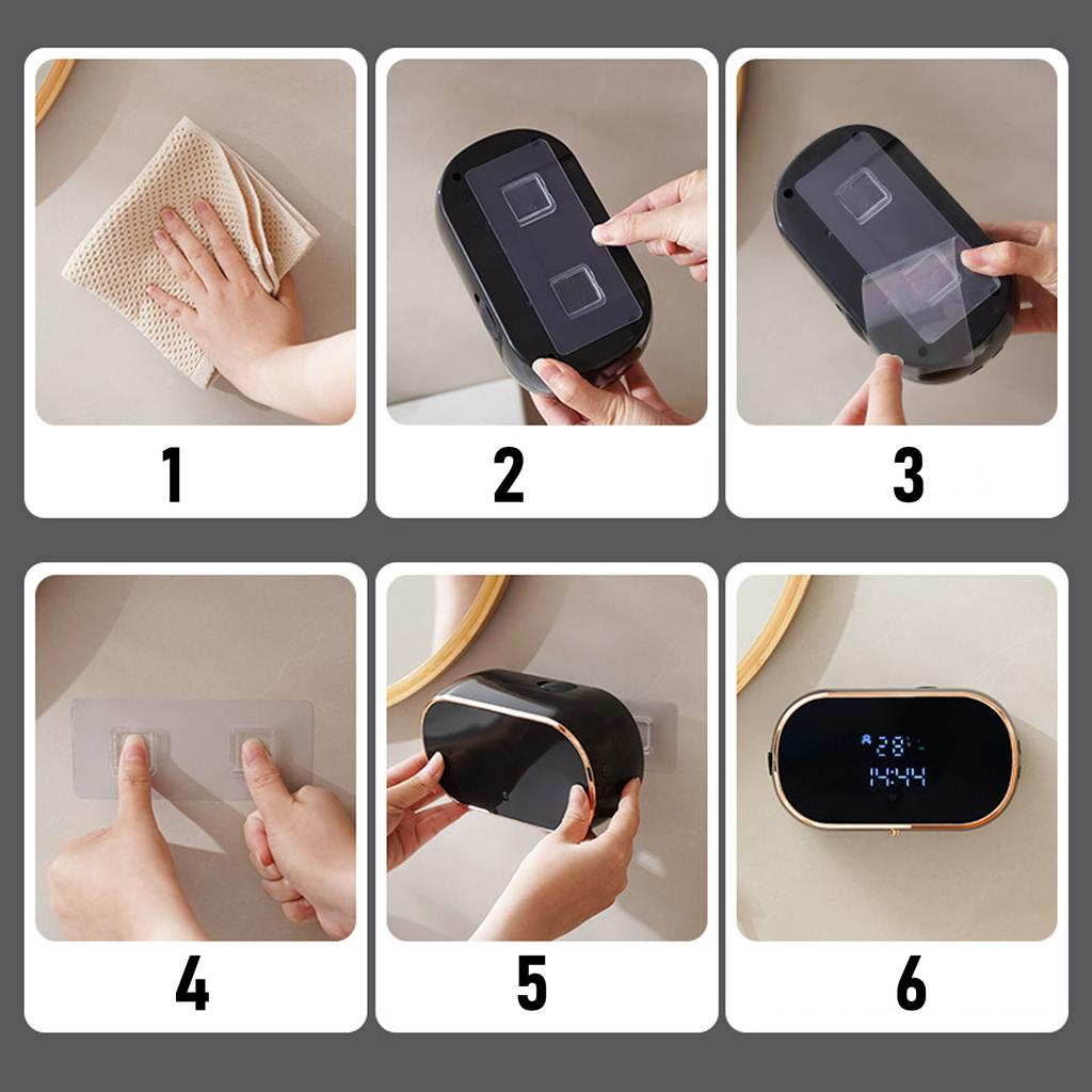 Automatisk skumtvåldispenser 350 ml Väggmonterad USB Beröringsfri Handtvåldispenser med Klister för Badrum Kök