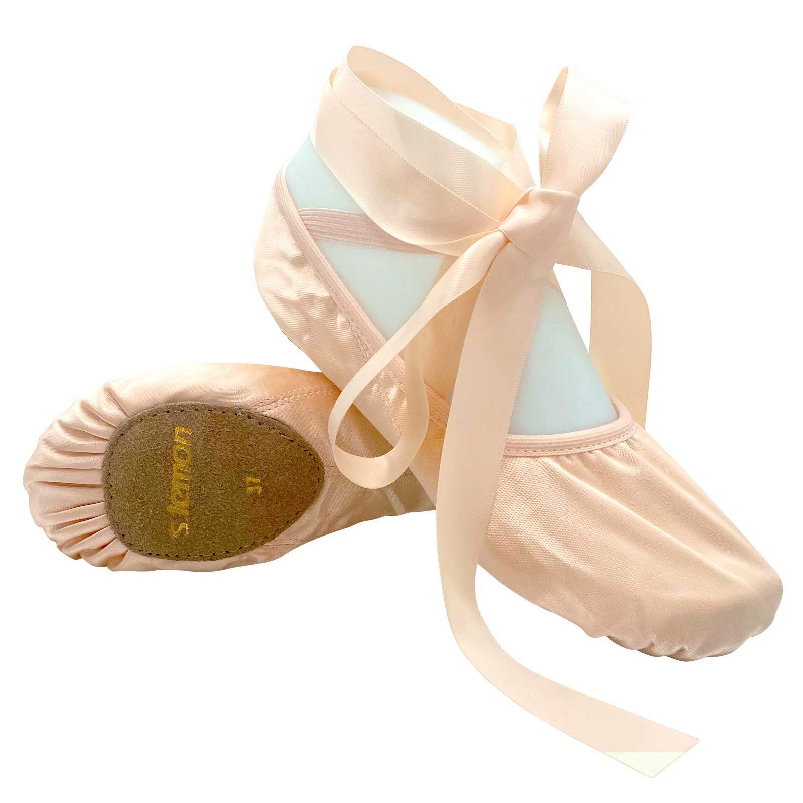 [s.lemon] Satin Ballet Shoes with Ribbon Ballet Dance Shoes Split 16.0cm