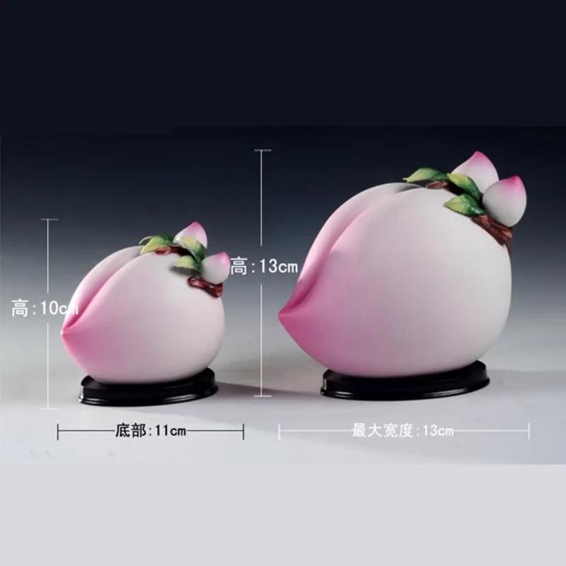 1PCS ceramic longevity peach ornaments living room table feng shui handicrafts birthday gifts for the elderly