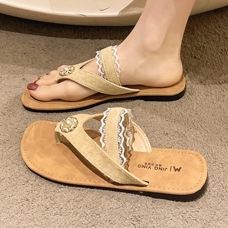 Fashion Women Flip Flops Flats Slippers Fashion Clip Toe Shoes Summer Sandals 2025 Casual Trend Beach Woman Slides Mujer De Zapatillas