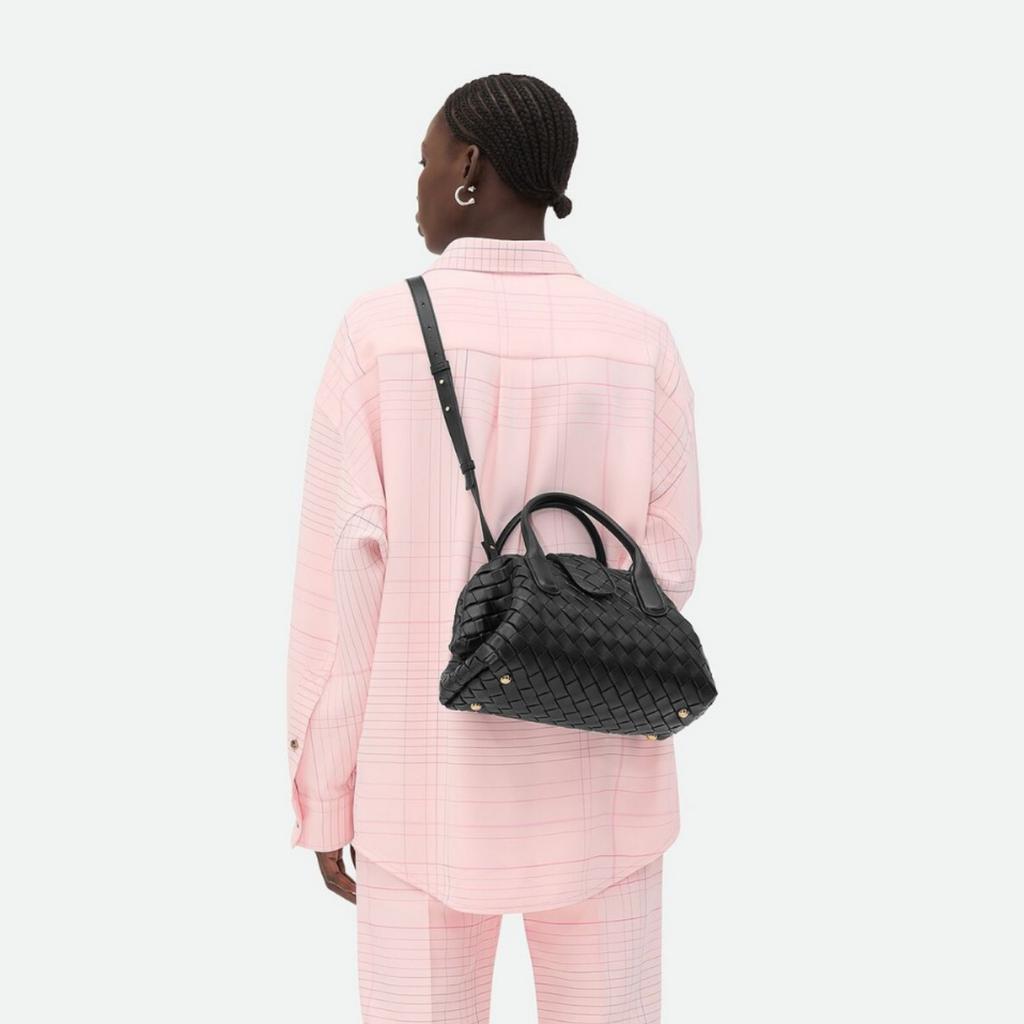 Leather new cloud bag woven hand shoulder crossbody magnetic bowling bag female