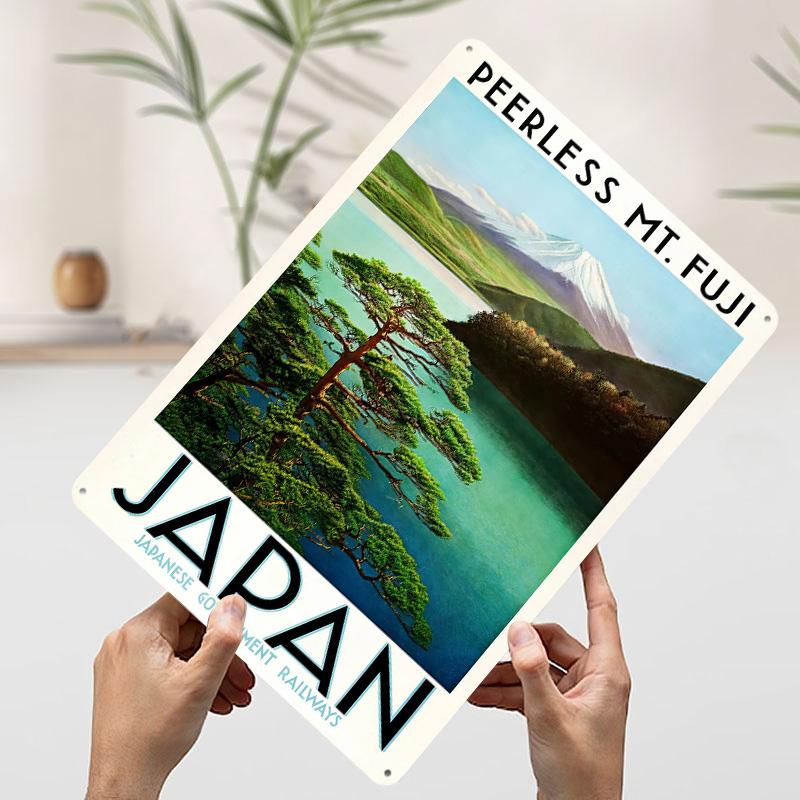 

Mt Fuji Japan Travel Tinplate Poster Customized Wall Art Vintage Retro Metal Signs for Interior Decoration Living Room Man Cave 7.9x11.8In(20x30cm)