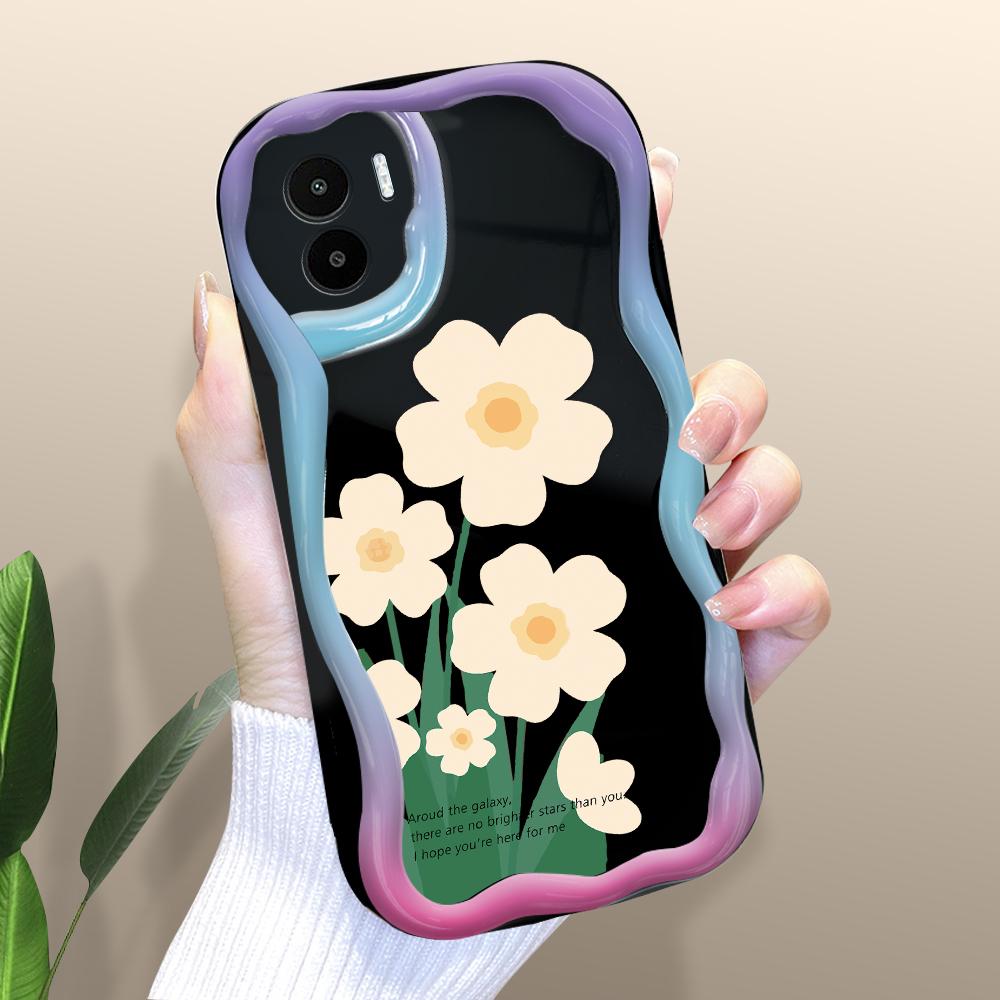 Roztomilý kreslený vzor krémová textura pouzdro vlnitý okraj měkký silikonový kryt pouzdro na telefon pro Xiaomi Redmi