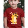 European sizes Baby Short Sleeve Cartoon Dinosaur Singing Performance Wearing Glasses Holding Microphone Music Note Print Fashion T-Shirt