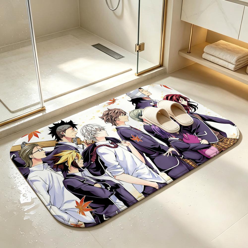 Food Wars! Shokugeki no SomaS Floor Mat Bedroom Carpet, Bathroom Foot Mat, Doormat, Non-Slip Absorbent Multi-Use