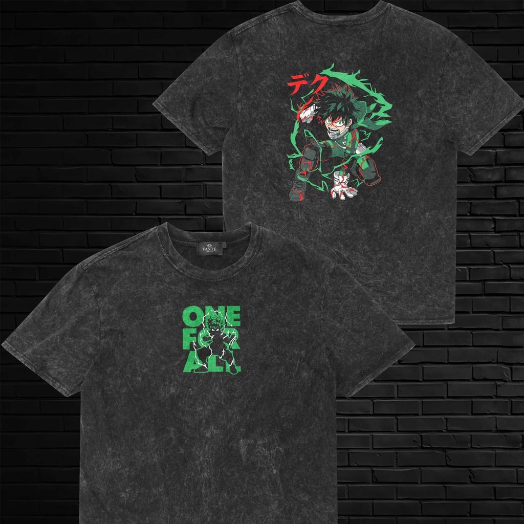 T-shirt con Grafica Midoriya Izuku Deku One For All Lavaggio Acido Maglietta Grafica Uomo Unisex Regalo