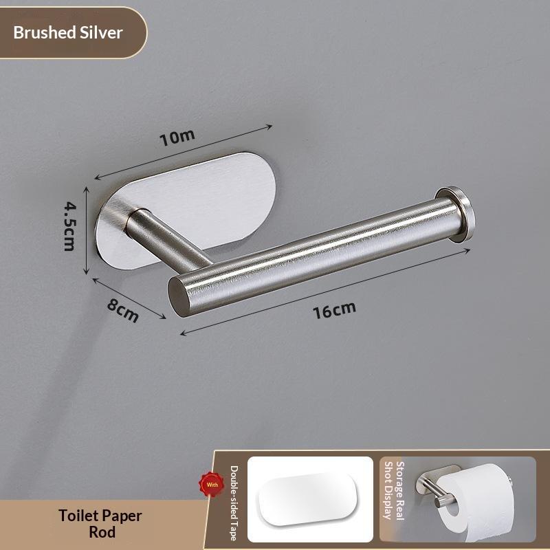 Durable Towel Holder Self-Adhesive No Drilling Bathroom Hook Stainless Steel Bathroom Organizer Kitchen Storage Rack