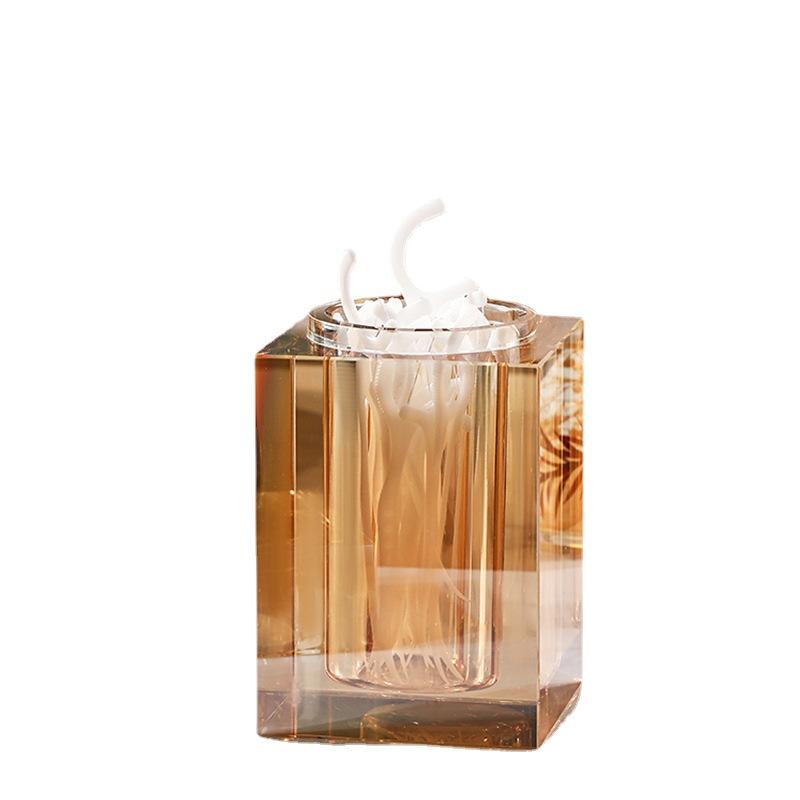 

1PC Luxury Crystal Glass Toothpick Box Barrel Home Dining Table Hotel Cotton Swab Dental Floss Storage Box Jar Clear Glass Container