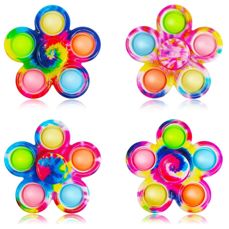 Dye Tie Simple Fidget Spinner Pops Finger Toys Push Bubble Hand Spinner For Anxiety Stress Easing Sensory Gifs For Kids