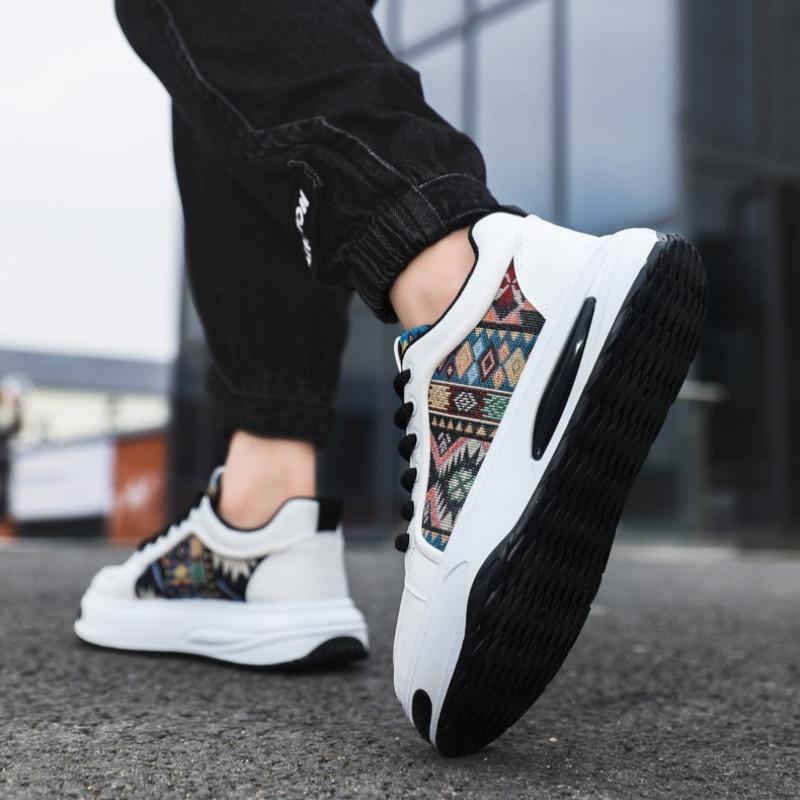 Trend Men Stripe Casual Sneakers  Ethnic Style Platform Sneakers Loafers Youth Student Running Sport Shoes  Hombre