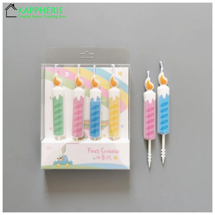 4 Set Birthday Candles for Children Beewax Twist Candles for Cake Decoration Flamless Candles Wholesale