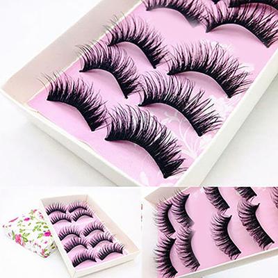 5Pairs Beauty Wispies Natural Long Thick Soft Fake False Handmade Eyelashes