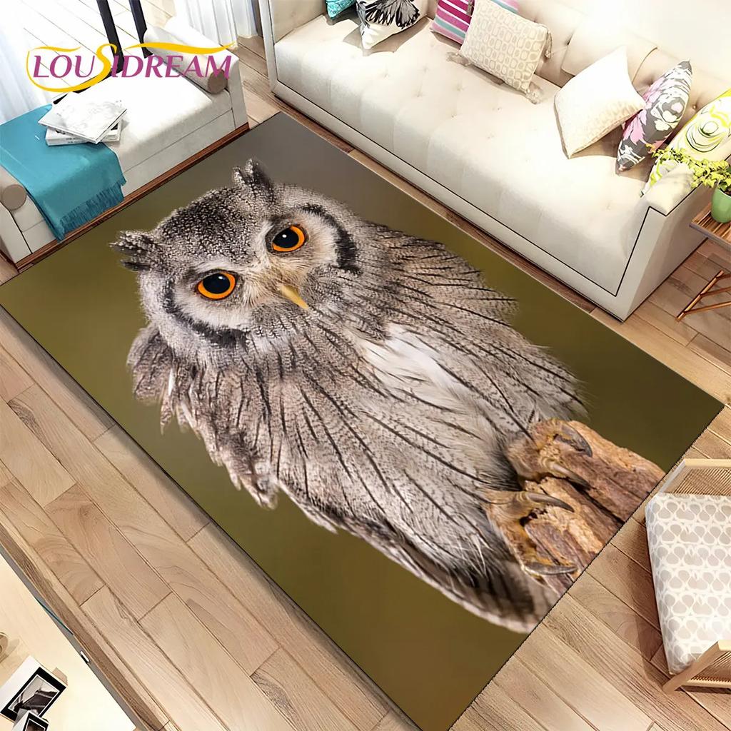 Schattige Uil 3D Cartoon Vloerkleed, Tapijt voor Huis Woonkamer Kinderkamer Bank Deurmat Decoratie, Kinderspeel Niet-slip Vloermat