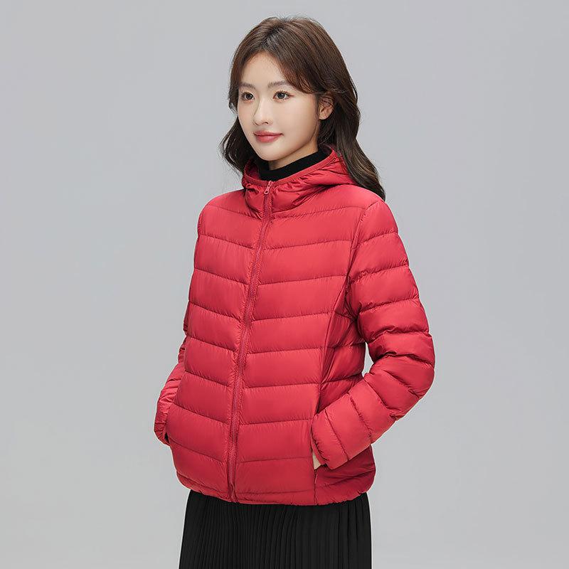 Fashion Light Down Jacket Women's Short Autumn and Winter New Ultra-light Hooded Light Warm Thin Coat