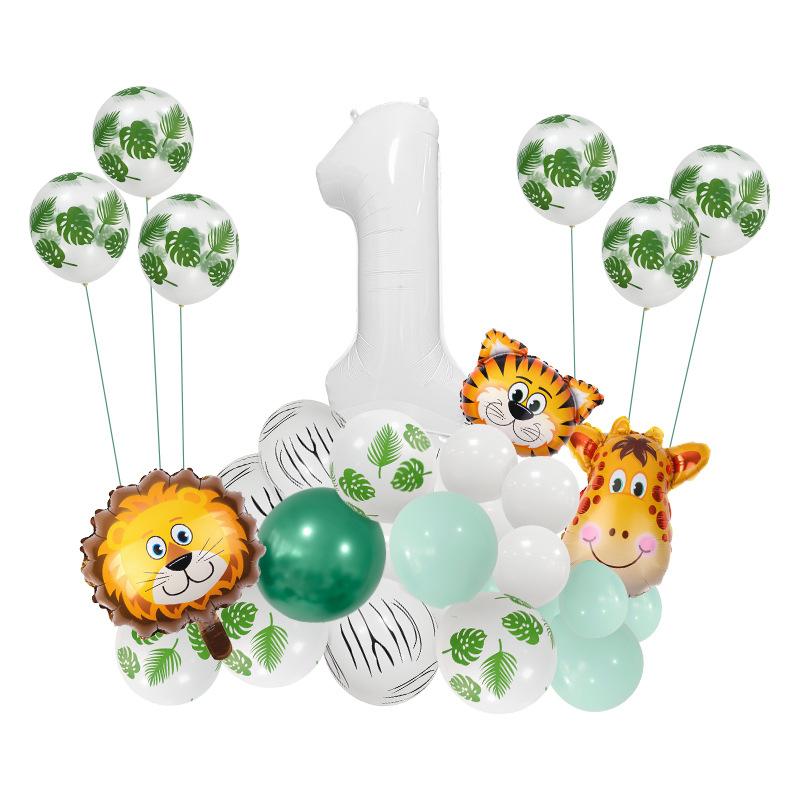 

Cute Jungle Animal Theme Balloon Column Balloon Set 32 Inch White Digital Children S Birthday Party Photo Jungle White Number 1