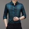 Pánská košile s dlouhým rukávem Volná Jarní a podzimní Nová pánská kostkovaná košile Nežehlivá Strečová košile