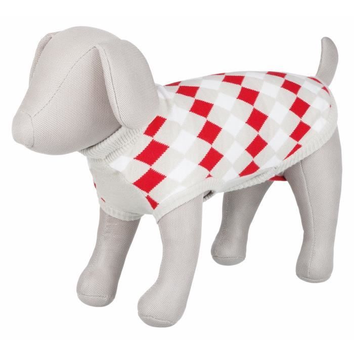 Pullover Pollino, M: 45 Cm, Blanc-gris-rouge