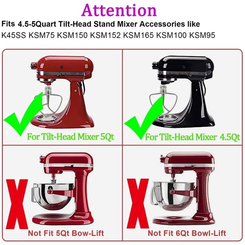 Wire Whip Flat Beater Attachment For Kitchenaid 4.5-5QT K45SS KSM75 Stand Mixer