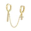 ANENJERY Double Pierced Hoop Earrings For Women Classic Zircon Cross Bar Earrings