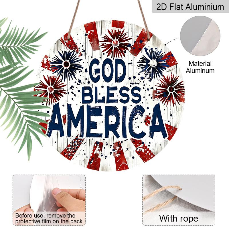 2D Flat, 1pc Decoration Celebrating American Independence Day on July 4Th, Featuring a Red And Blue Striped Pattern.This Aluminum Sign Is Perfect for