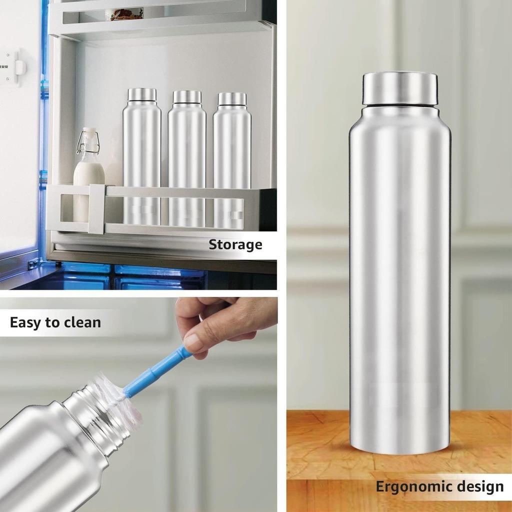 Stainless Steel Water Bottles Set of 6, 1L Each | Rust-Resistant, Shatter-Proof, Spill-Proof | Food Grade Steel | for Office, Home, Travel