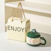 Cute Girl Cartoon Chubby Ceramic Mug with Lid Mobile Phone Stand Cup Birthday Gift Water Cup Souvenir
