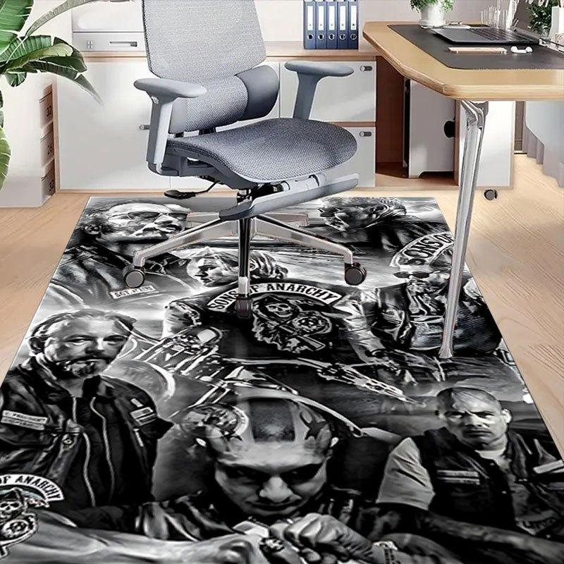 1pc Sons of Anarchy Themed Office Carpet Chair Mats - Durable Polyester Rug for Home Theater, Office, Dorm Room Decor - tA70
