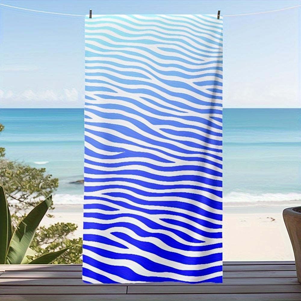 

Blue Wave Zebra Stripe Beach Towel Single Sided Quick Dry Microfiber Towel for Pool Beach Swimming Summer Coastal for Vacation W40*H60(CM)