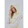 GOXO Essential Hooded Woven Zip Up Vest Cream