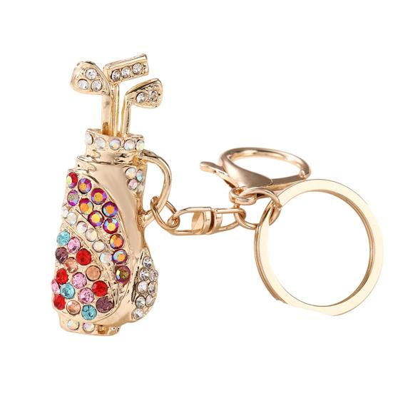 

Keychain Pendant Golf Bag Shape Key Holder with Multicolor Rhinestones Anti-Oxidation Lobster Clasp Keyring Backpacks Car Accessory разноцветный