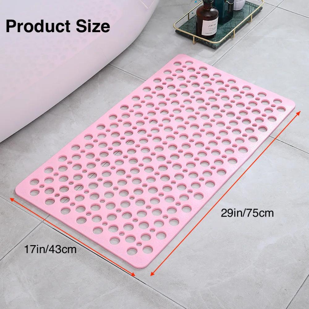 Suction-Cup Non-Slip Bath Mat 17x30inch Quick-Drain Massage Round-Hole Bathroom Shower Kitchen Balcony Elderly Home Bath Decor